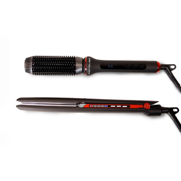 Plancha Titanio C3 Corioliss Black Red + Hot Brush