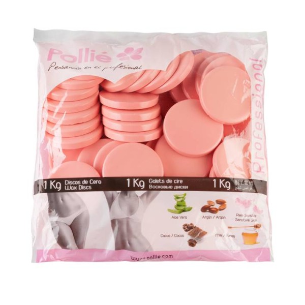 Bolsa 1 Kilo Discos Cera Rosa Pieles Sensibles Pollié
